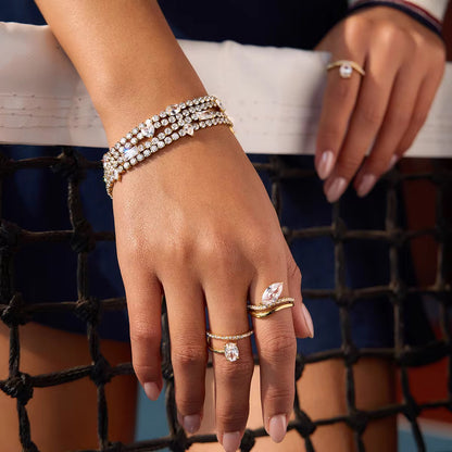 Triple-Heart Luxe Tennis Bracelet
