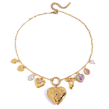 Hazel Heart Locket Charm Necklace