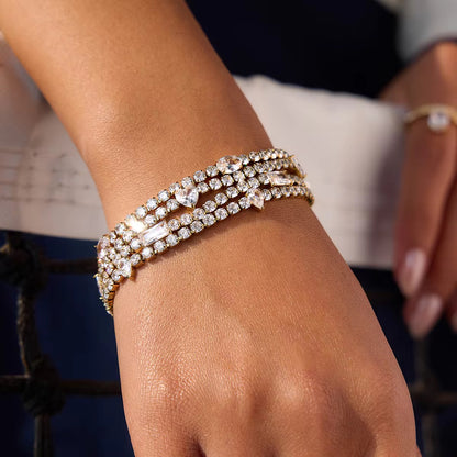 Triple-Heart Luxe Tennis Bracelet