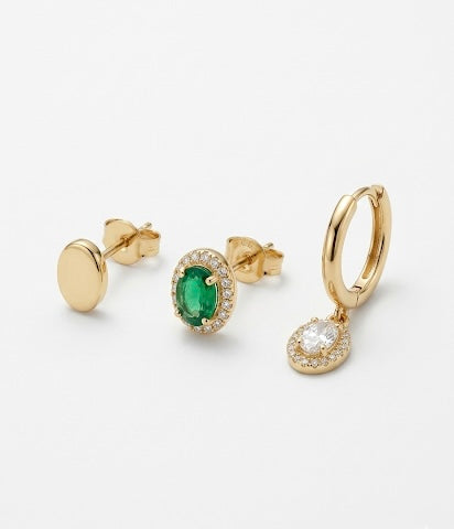 Emerald Halo Elegance Set (Set of 3)