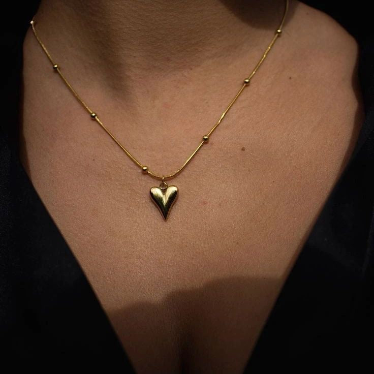 "Golden Embrace 18K Gold Plated Heart Pendant Necklace – Waterproof & Anti-Tarnish | Aarina Jewellery