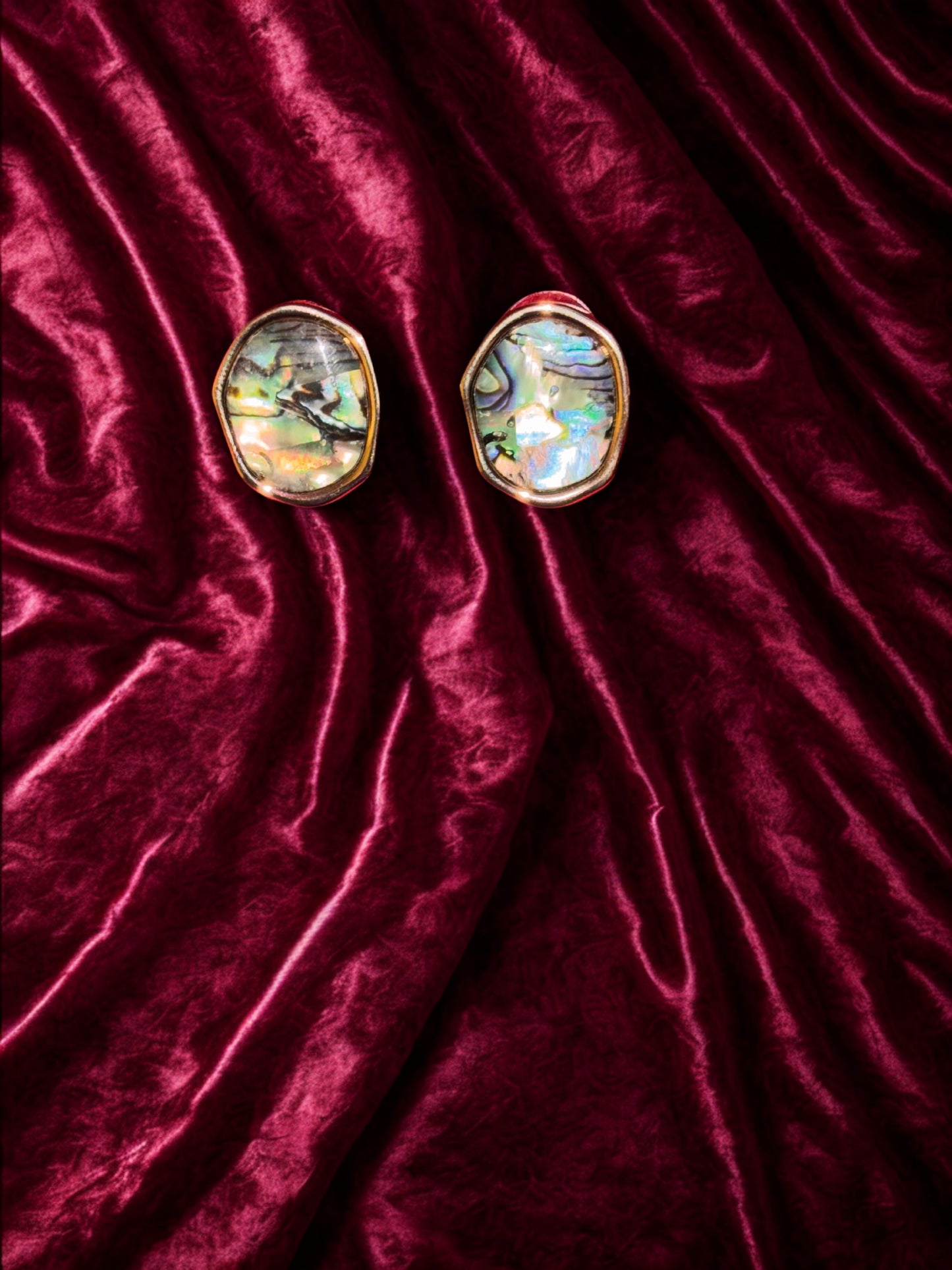 "Aarina Abalone Aura 18K Gold Plated Stud Earrings
"