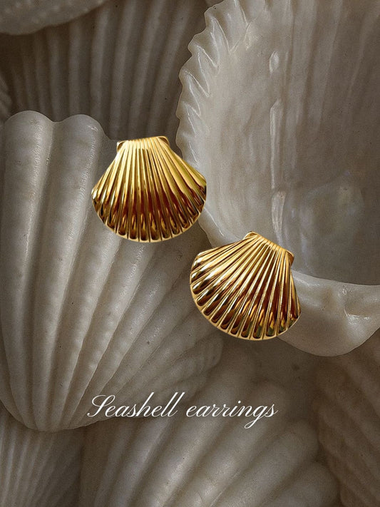 "Aarina Shell charm 18K Gold Plated Statement Earrings – Anti-Tarnish & Waterproof  "