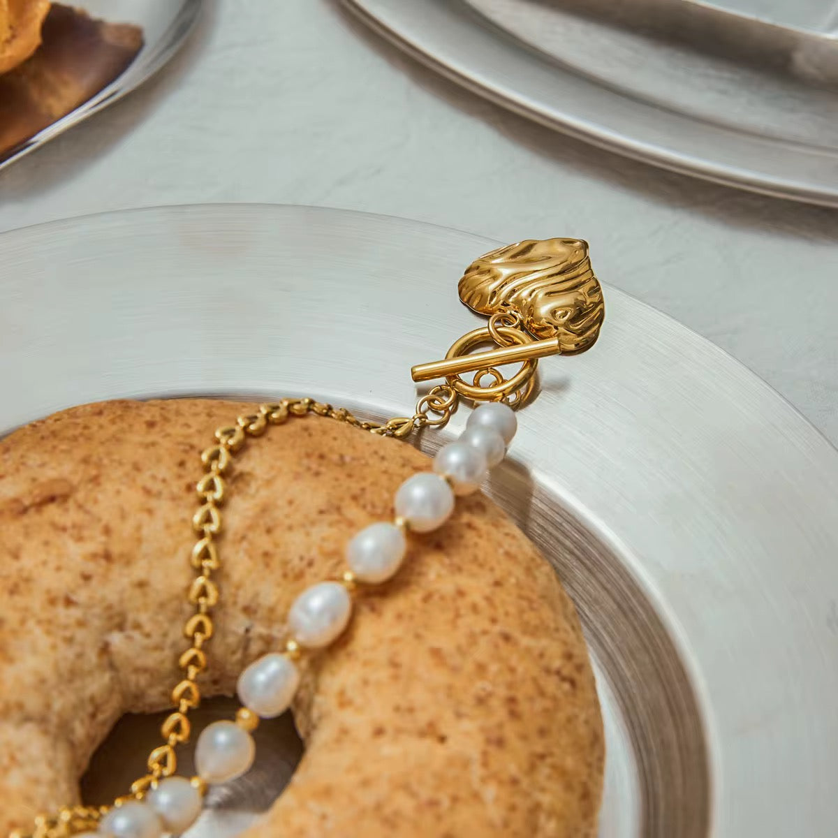 Pearl & Heart Dual Chain Necklace