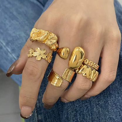 Molten Gold Adjustable Statement Ring