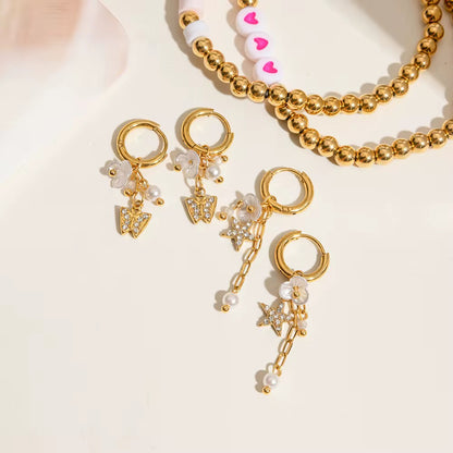 Starglow Blossom Pearl Drop Earrings