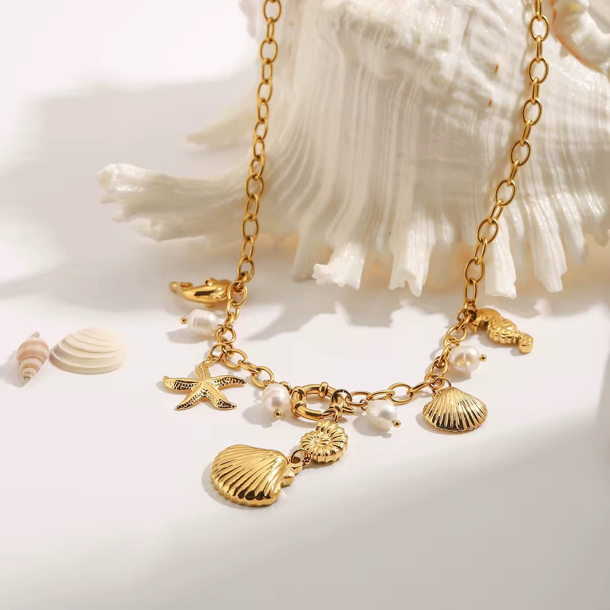 Ocean Muse Pearl & Charm Necklace