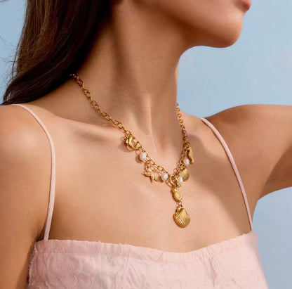 Ocean Muse Pearl & Charm Necklace