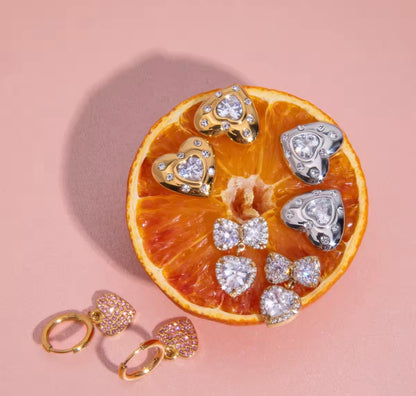 Princess Heart Bow Crysta solitarel Earrings