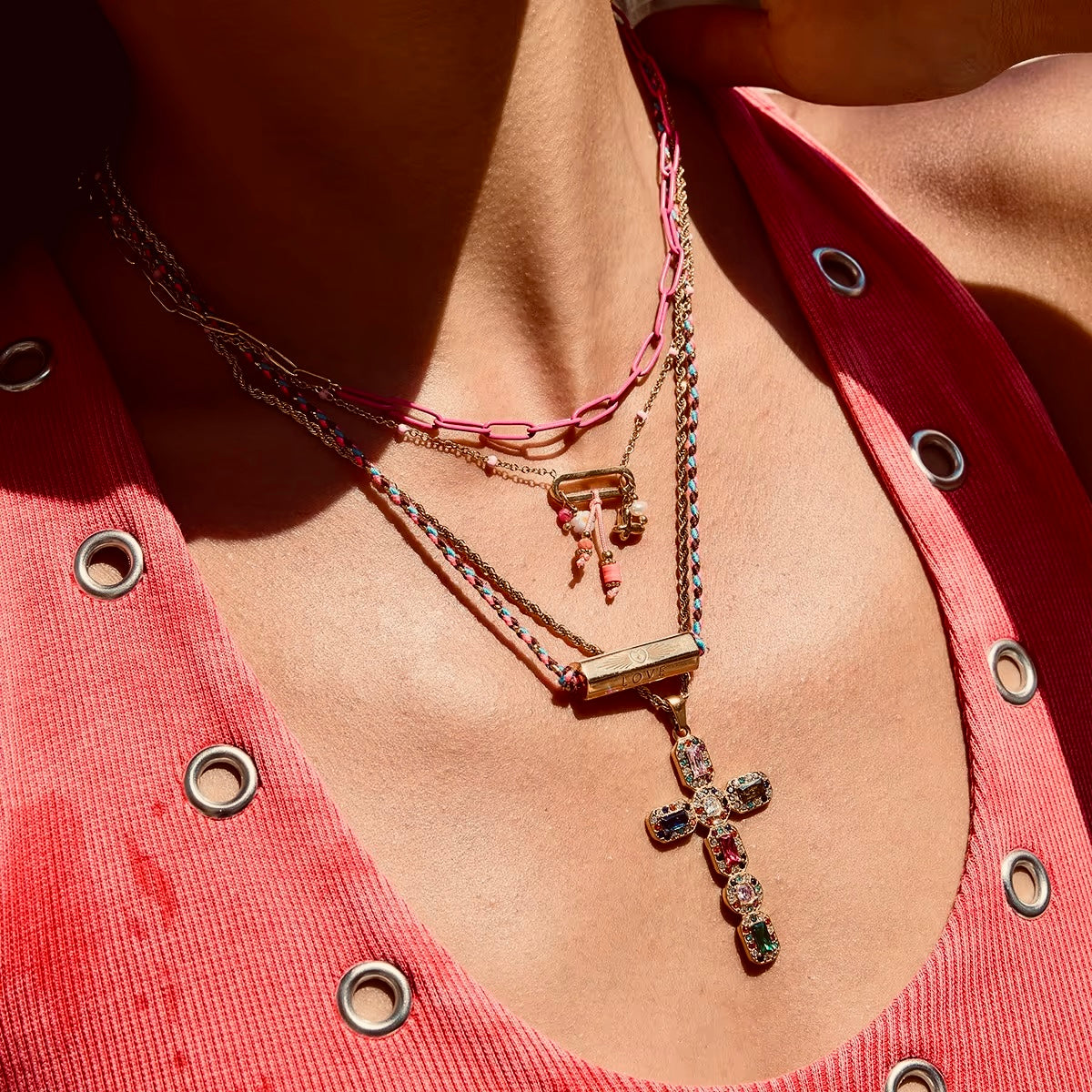 exquisite crystal cross pendant