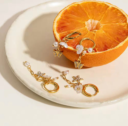 Starglow Blossom Pearl Drop Earrings