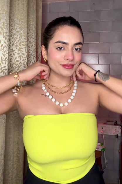 Ridescent Pearl & Layered 18k gold Gold Chain Necklace