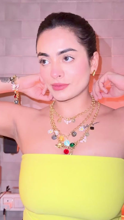 Garden Muse Triple Layer Charm Necklace