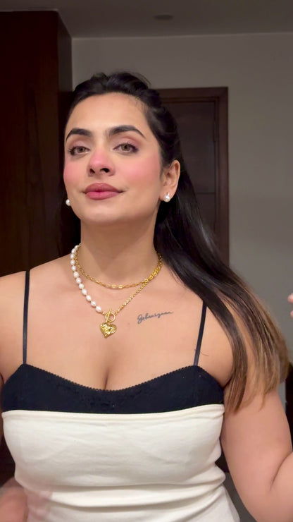 Pearl & Heart Dual Chain Necklace