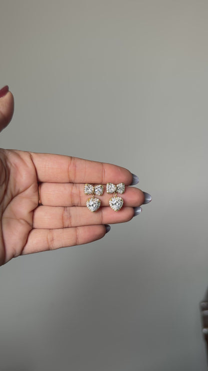 Princess Heart Bow Crysta solitarel Earrings